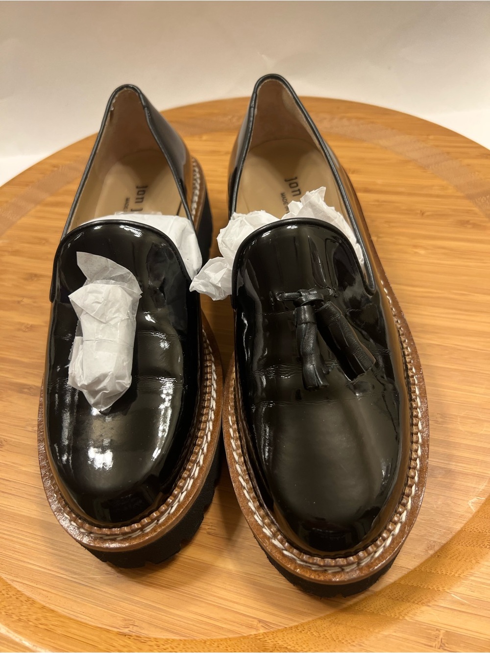 Patent Black Tassel Loafers for Women Size 7.5 NWOT or Box
